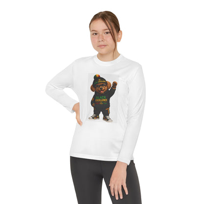 Youth Long Sleeve Tee — Black Excellence Bear Graphic