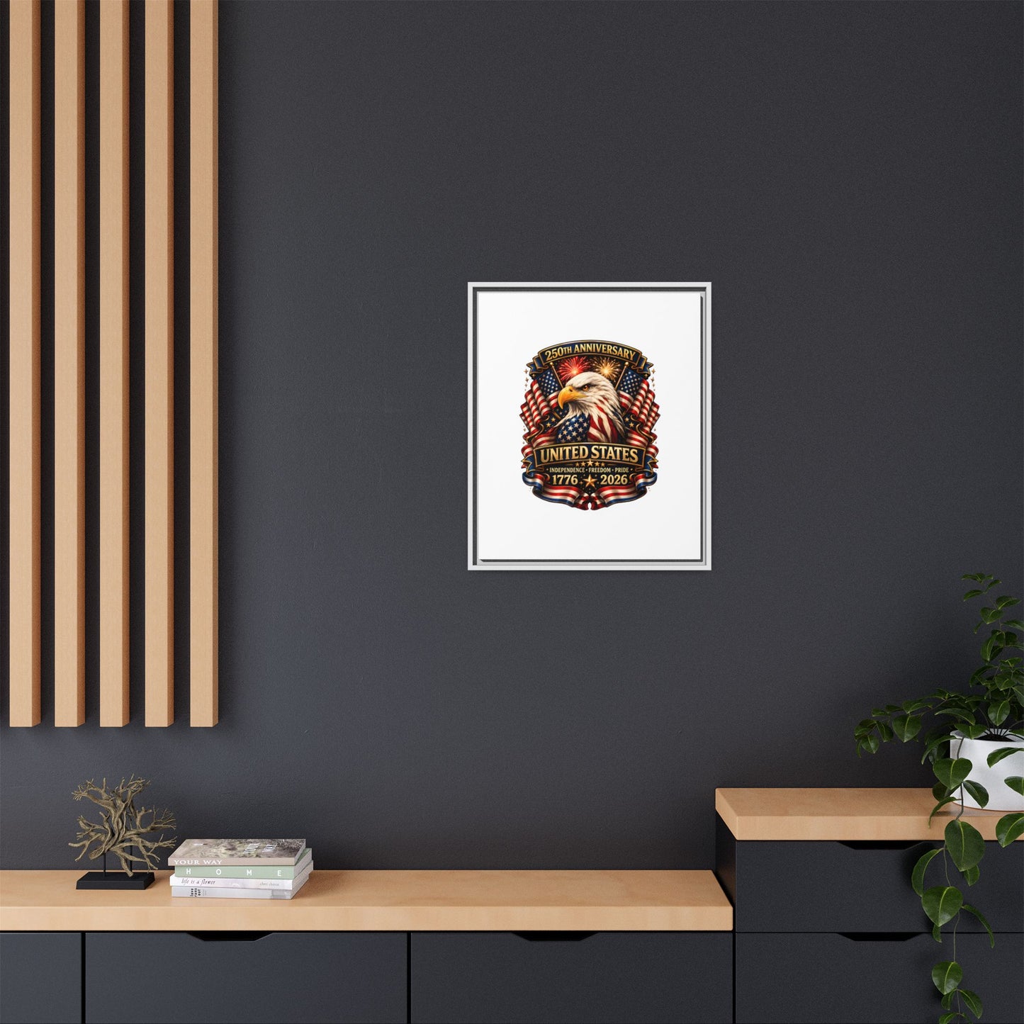 Patriotic Eagle 250th Anniversary Framed Canvas Print — United States 1776–2026