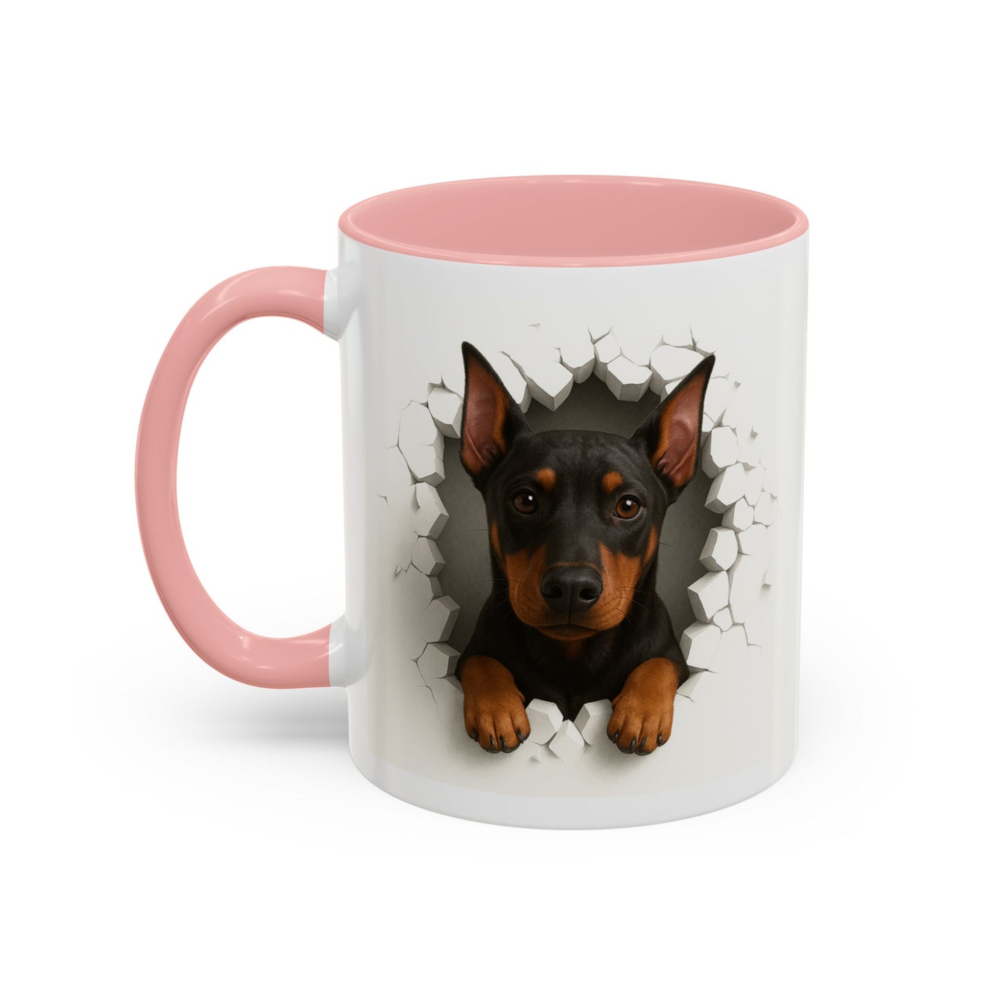 Doberman Peekaboo Accent Coffee Mug – Cute Dog Lover Gift (11/15oz)