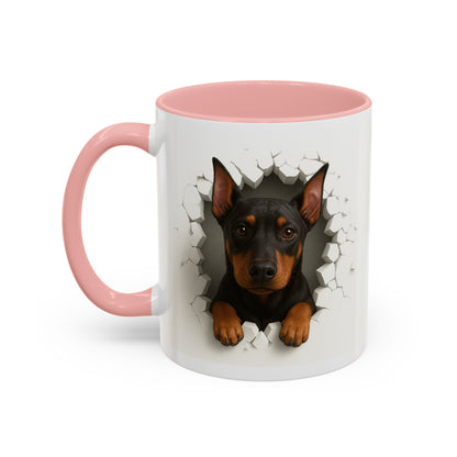 Doberman Peekaboo Accent Coffee Mug – Cute Dog Lover Gift (11/15oz)