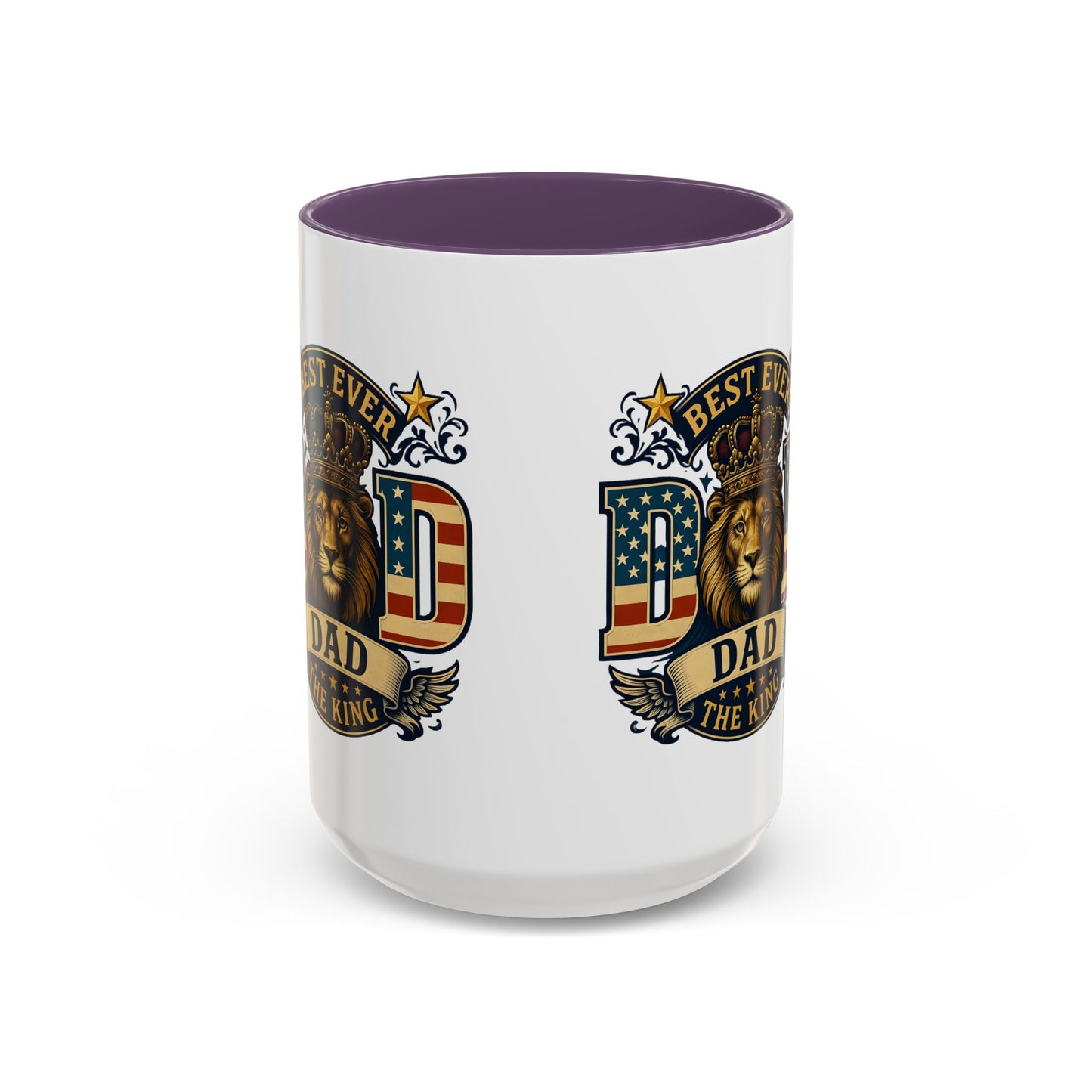 Best Ever Dad Coffee Mug — 'Dad the King' Lion Accent Mug (11/15oz)