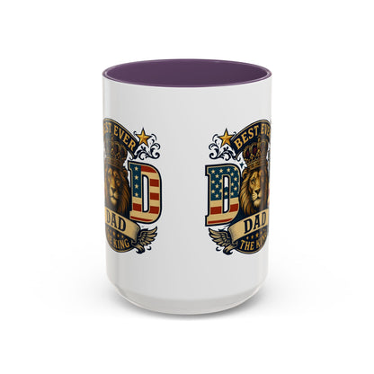 Best Ever Dad Coffee Mug — 'Dad the King' Lion Accent Mug (11/15oz)