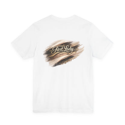 First Lady Brushstroke Tee — Elegant Script Graphic T‑Shirt