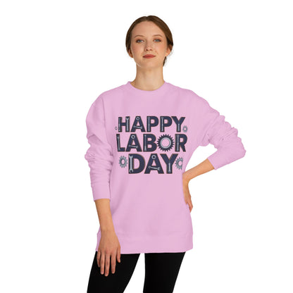 Labor Day Sweatshirt - "Happy Labor Day" Gear with Industrial Gear Design