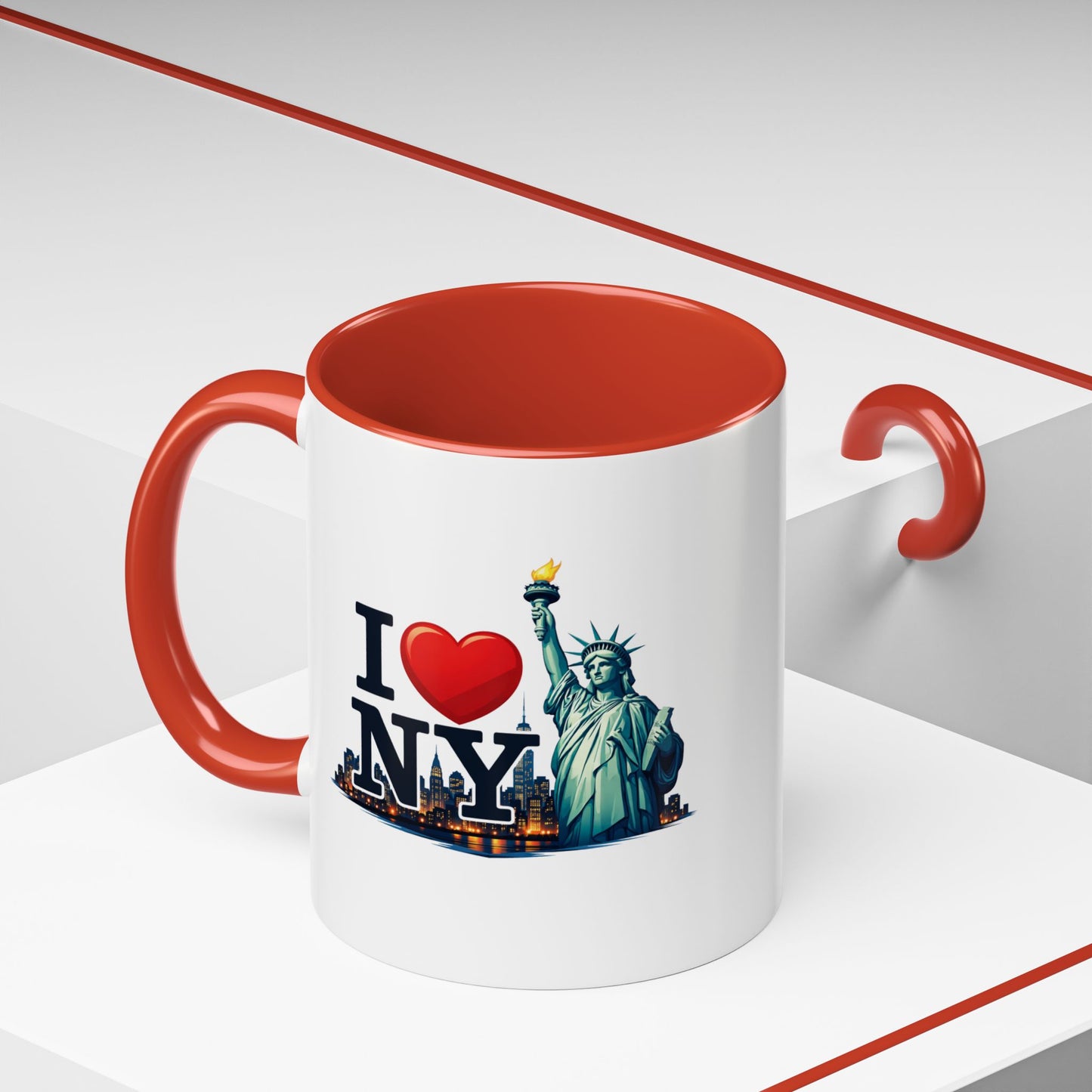 I  NY Statue of Liberty Accent Coffee Mug – New York City Souvenir (11/15 oz)