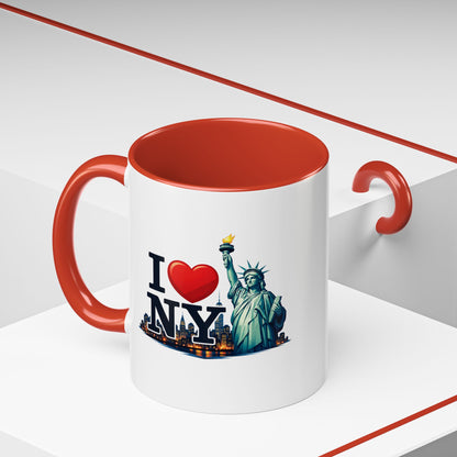 I  NY Statue of Liberty Accent Coffee Mug – New York City Souvenir (11/15 oz)