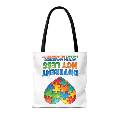 Autism Awareness Tote — "Different Not Less" Puzzle Heart