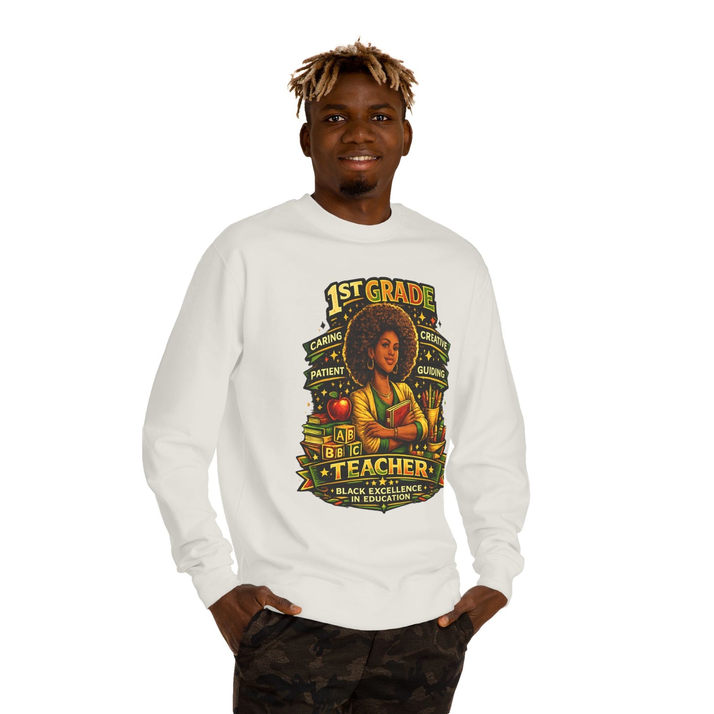 1st Grade Teacher Sweatshirt — Black Excellence in Education Crewneck