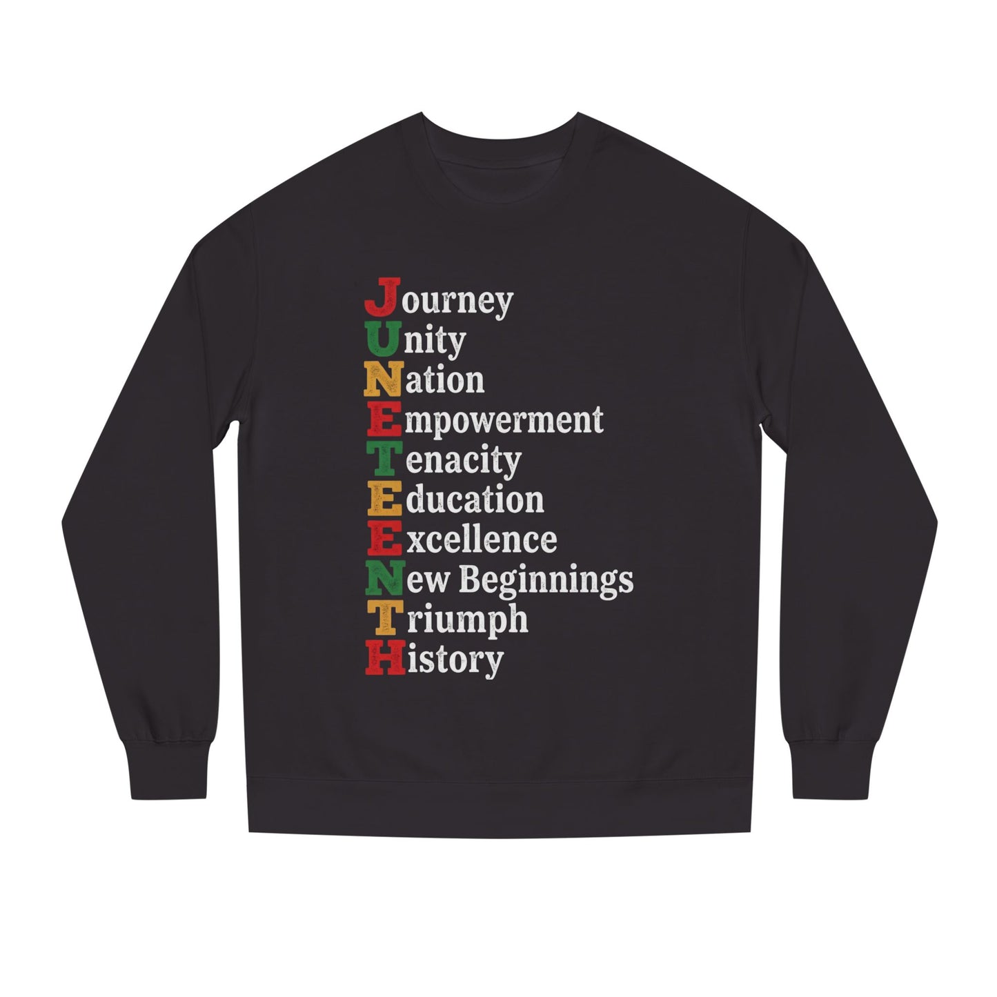 Juneteenth Crewneck Sweatshirt — "JUNETEENTH" Acrostic: Journey, Unity, Nation, Empowerment