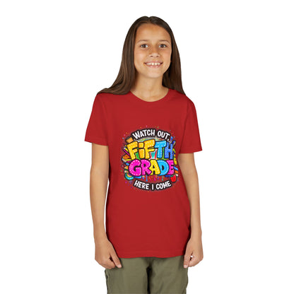 Fifth Grade T‑Shirt for Kids - "Watch Out Fifth Grade Here I Come" Back-to-School Tee