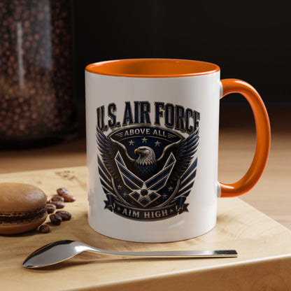 U.S. Air Force Eagle Coffee Mug – "Aim High" Accent Ceramic Mug (11/15oz)