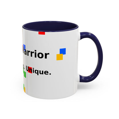 Autism Warrior Accent Coffee Mug – Bold Puzzle Pieces, Proud. Strong. Unique. (11/15oz)