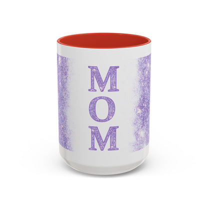 Mom Glitter Accent Coffee Mug – Purple Sparkle Mother's Day Gift (11/15oz)
