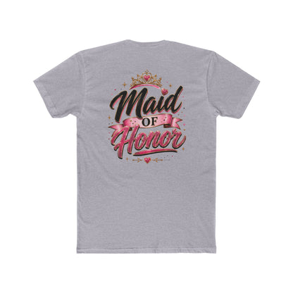 Maid of Honor T-Shirt — Bridal Party Tee with Crown & Pink Ribbon Design