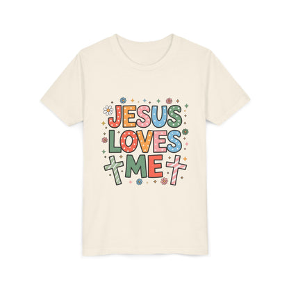 Youth Tee — "Jesus Loves Me" Colorful Christian Kids T-Shirt