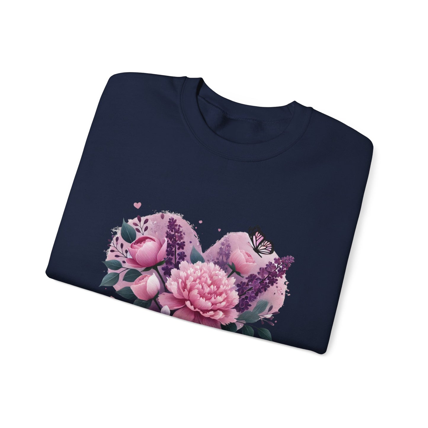 Mother's Day Floral Crewneck Sweatshirt — “Mother's Day I Love You” Heart Design
