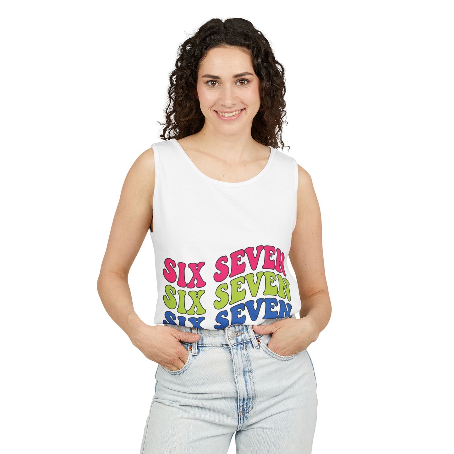 Six Seven Retro Graphic Tank Top — Colorful 1960s Vibe