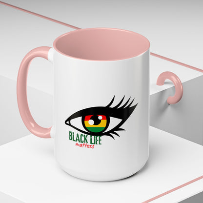 Black Life Matters Eye Accent Coffee Mug — Pan-African Pride 11/15oz