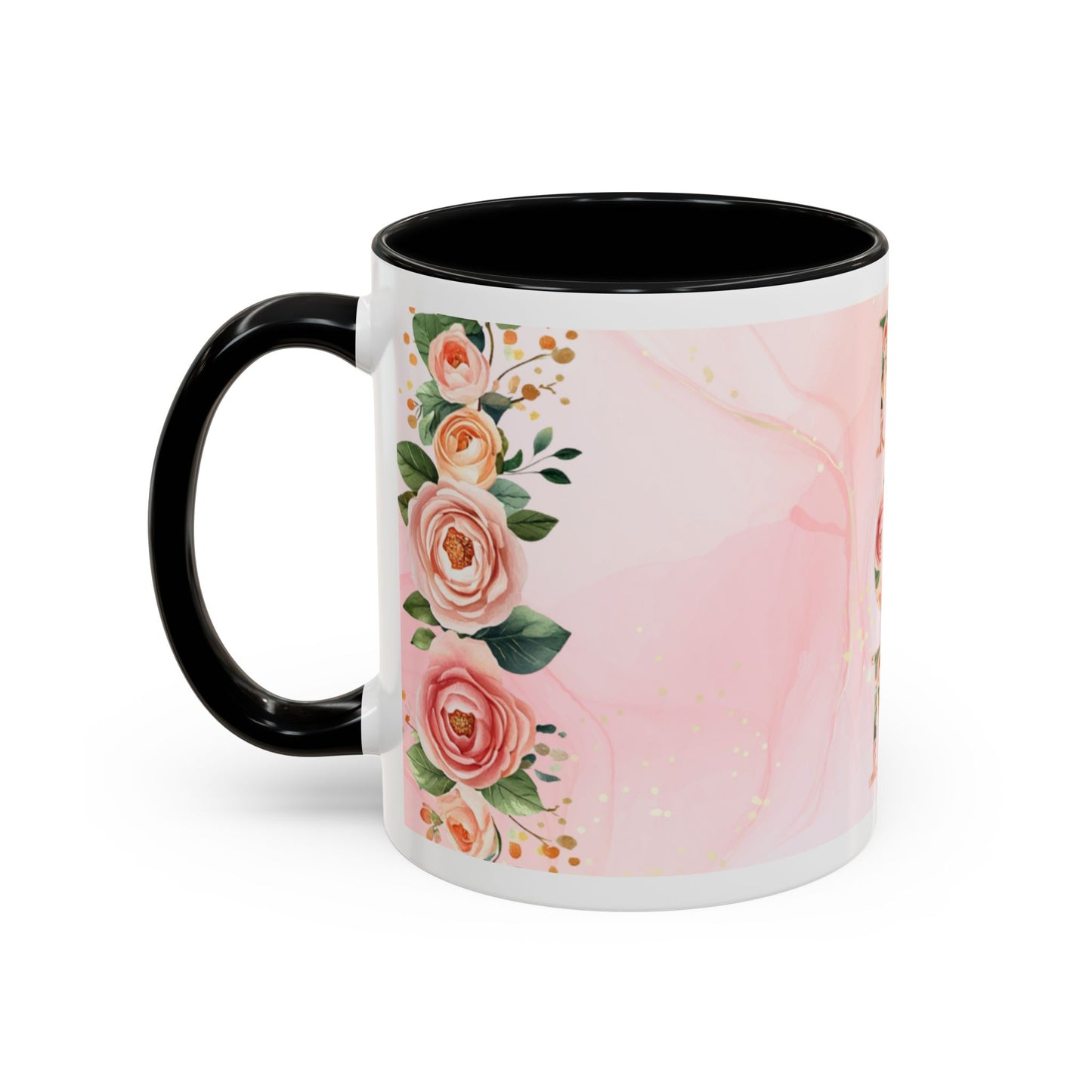 Mom Floral Accent Coffee Mug – Pink Rose Mother's Day Gift (11/15 oz)