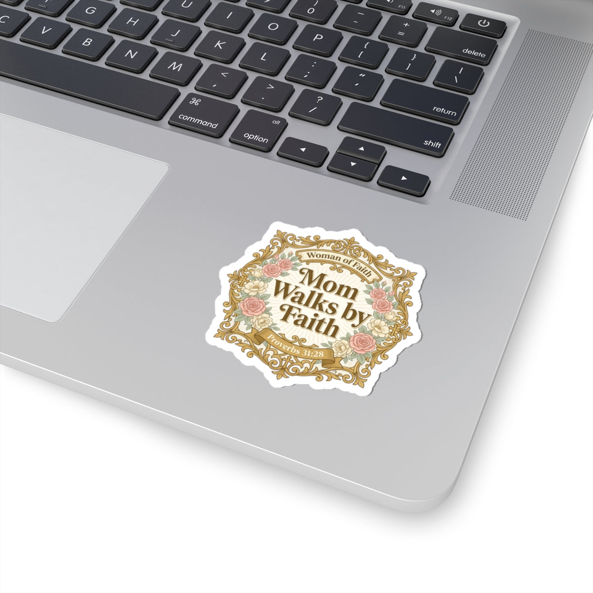 Mom Walks by Faith Sticker | minimalist mom life, cool mom streetwear