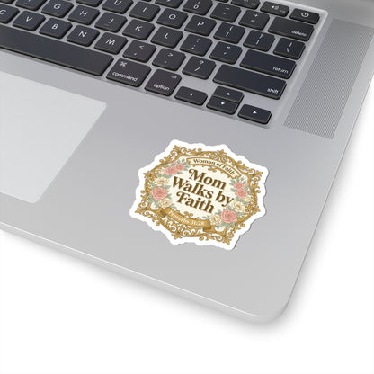 Mom Walks by Faith Sticker | minimalist mom life, cool mom streetwear