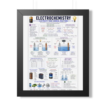 Electrochemistry Poster — Framed Educational Chemistry Wall Chart
