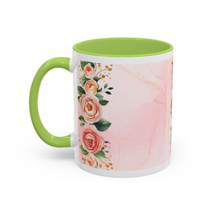 Mom Floral Accent Coffee Mug – Pink Rose Mother's Day Gift (11/15 oz)