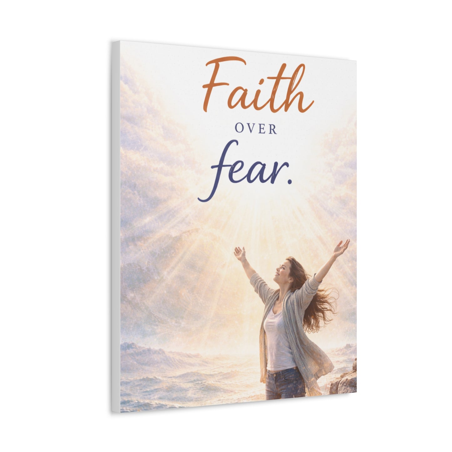 Faith Over Fear Stretched Canvas – Inspirational Christian Wall Art