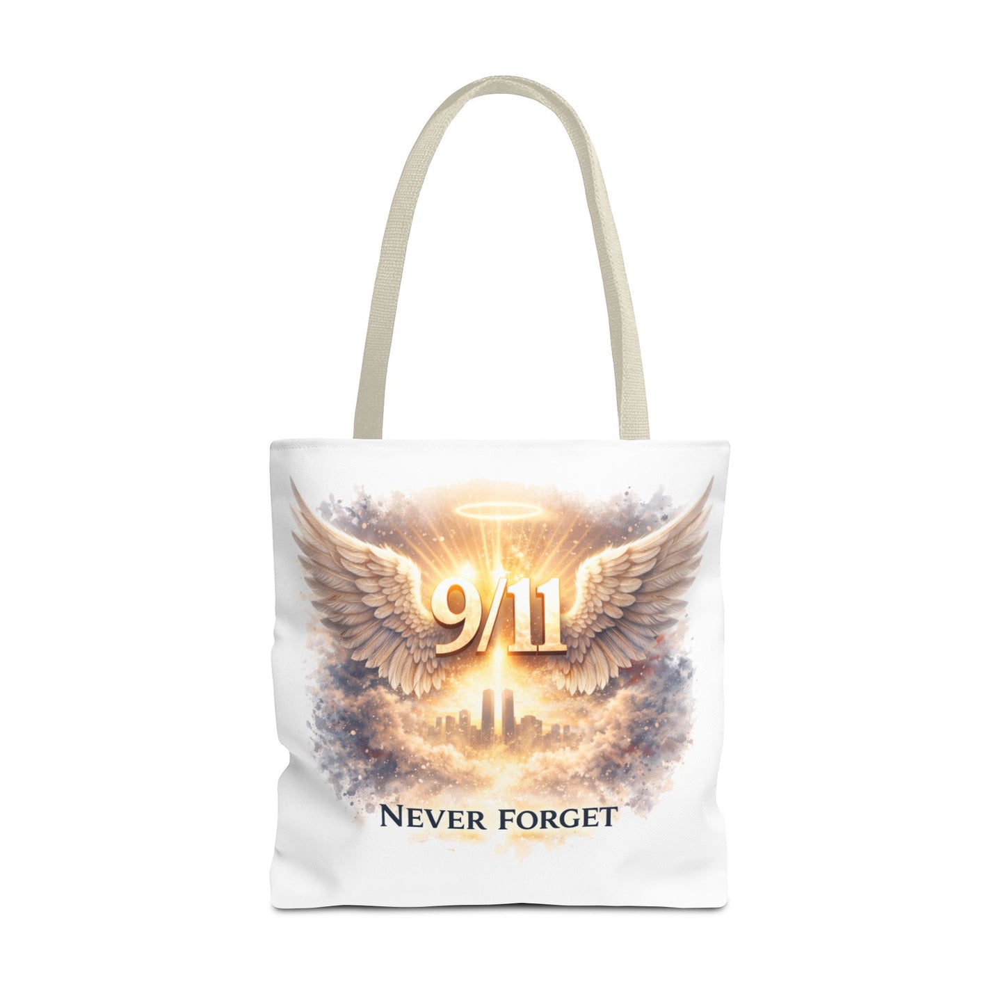 9/11 Memorial Tote Bag – 'Never Forget' Angel Wings Tribute