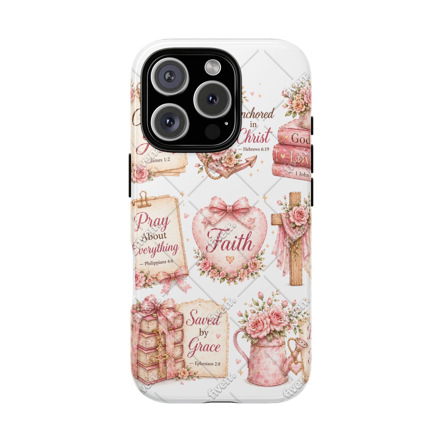 Faith Floral Phone Case – Christian Inspirational Scripture iPhone Cover (Choose Joy, Pray, Faith)