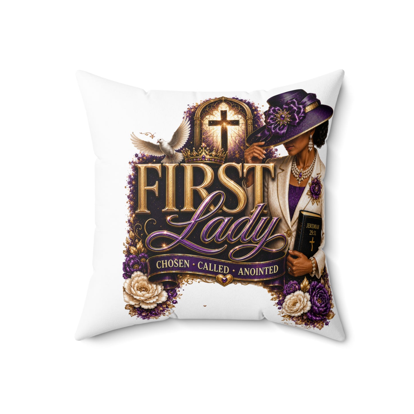 First Lady Decorative Pillow — "First Lady: Chosen • Called • Anointed" Faith Accent Pillow