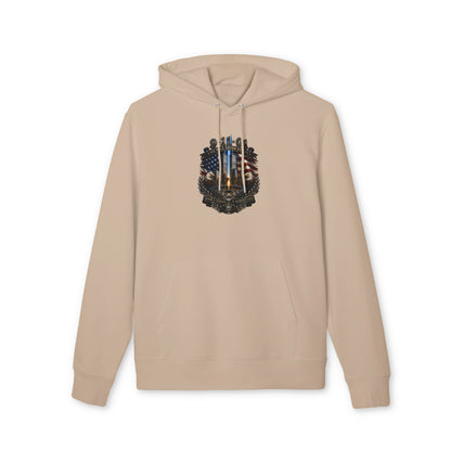 First Responder Tribute Hoodie — American Flag, Thin Blue & Gold Line Memorial Design