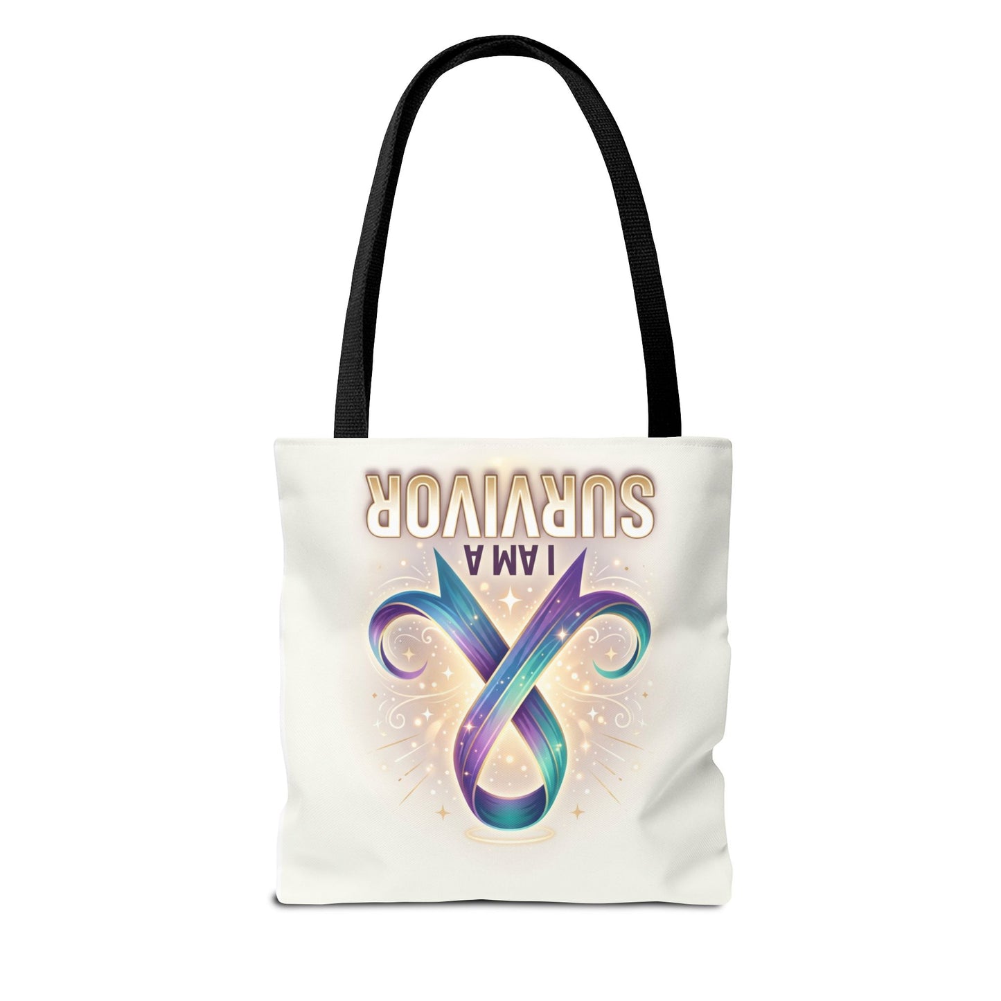 Survivor Ribbon Tote Bag - "I Am a Survivor" Awareness Reusable Shopper