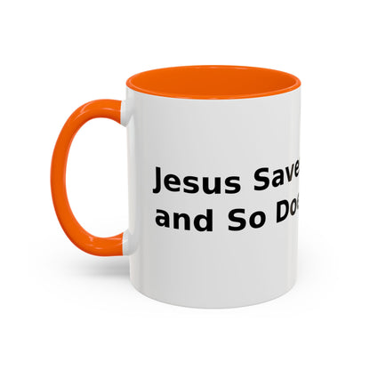Accent Coffee Mug — “Faith + Medicine: Insulin Saves” Black-Accent Mug (11/15 oz)