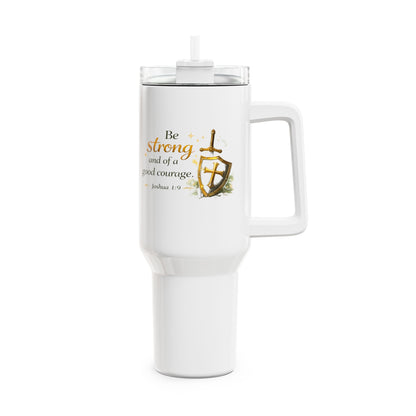 Be Strong Christian 40oz Tumbler – Inspirational Scripture Travel Mug (Joshua 1:9)