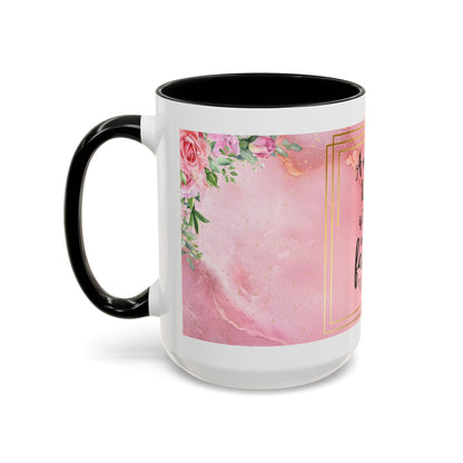Mother’s Love Accent Coffee Mug — “A Mother's Love is the Heart of the Family” (Pink Floral, 11/15oz)