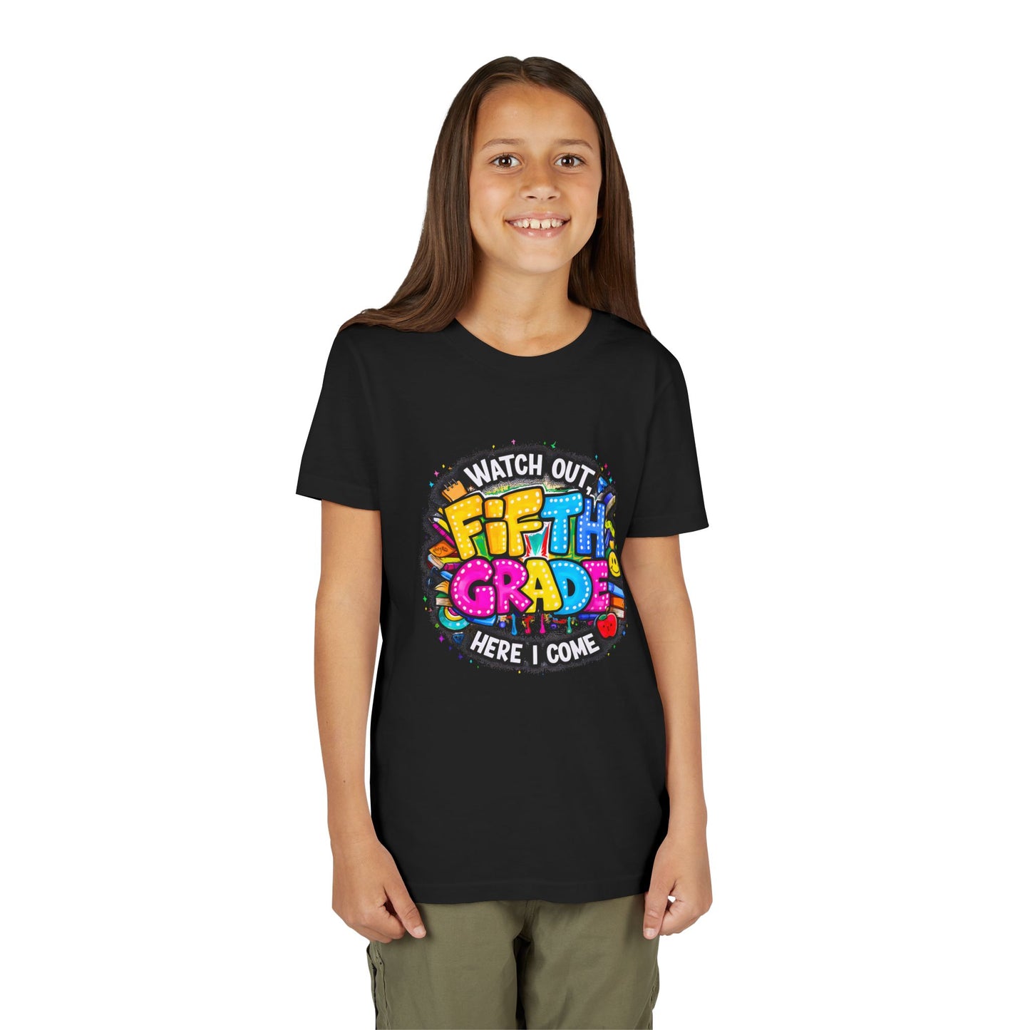 Fifth Grade T‑Shirt for Kids - "Watch Out Fifth Grade Here I Come" Back-to-School Tee