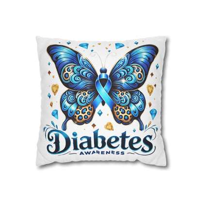 Diabetes Awareness Butterfly Pillowcase — Blue Ribbon Square Pillow
