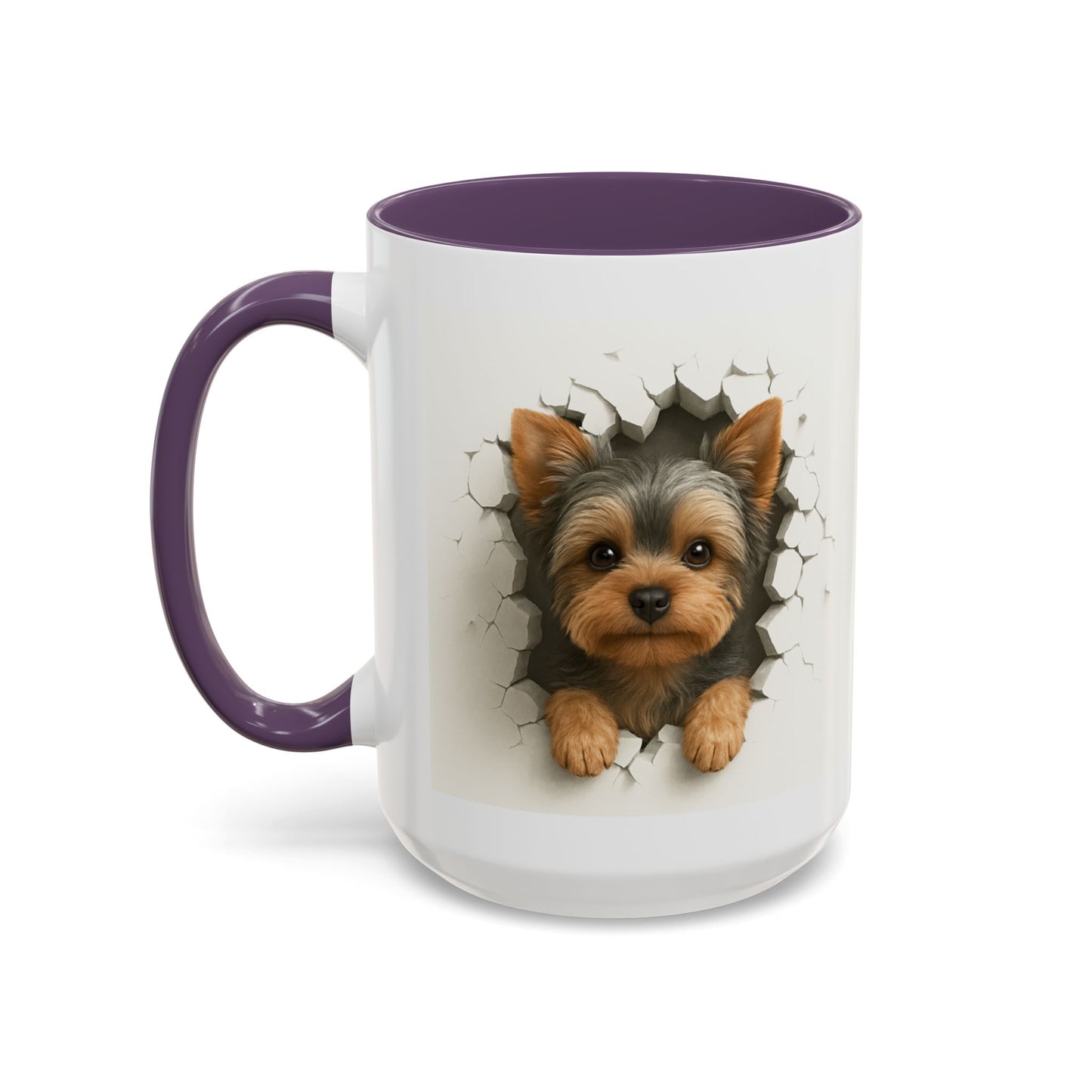 Yorkshire Terrier Peekaboo Coffee Mug – Cute Yorkie Dog Accent Mug (11/15oz)