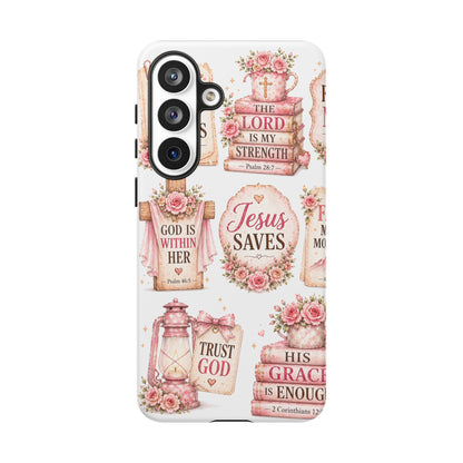 Faith Phone Case — 'Jesus Saves' Floral Christian Scripture iPhone Case
