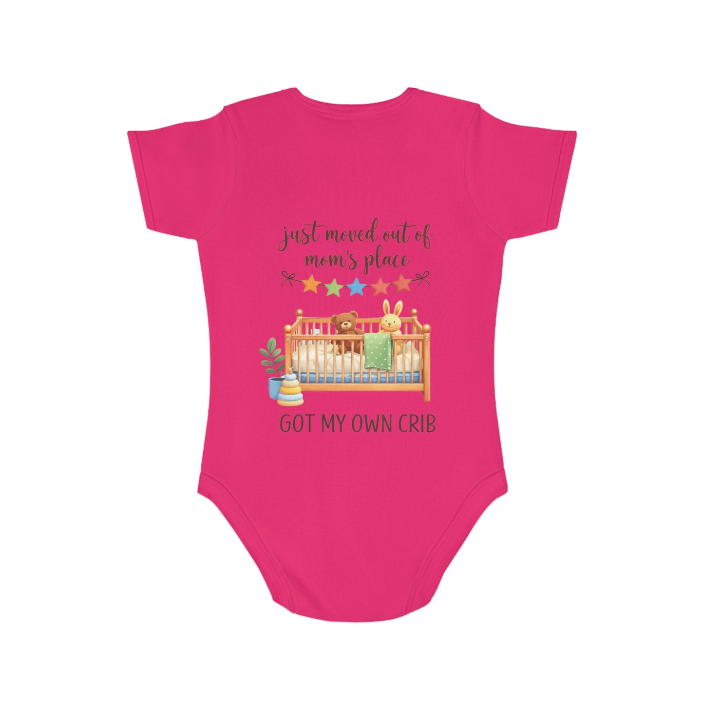 Baby Bodysuit "Just Moved Out of Mom's Place — Got My Own Crib" Cute Newborn Onesie