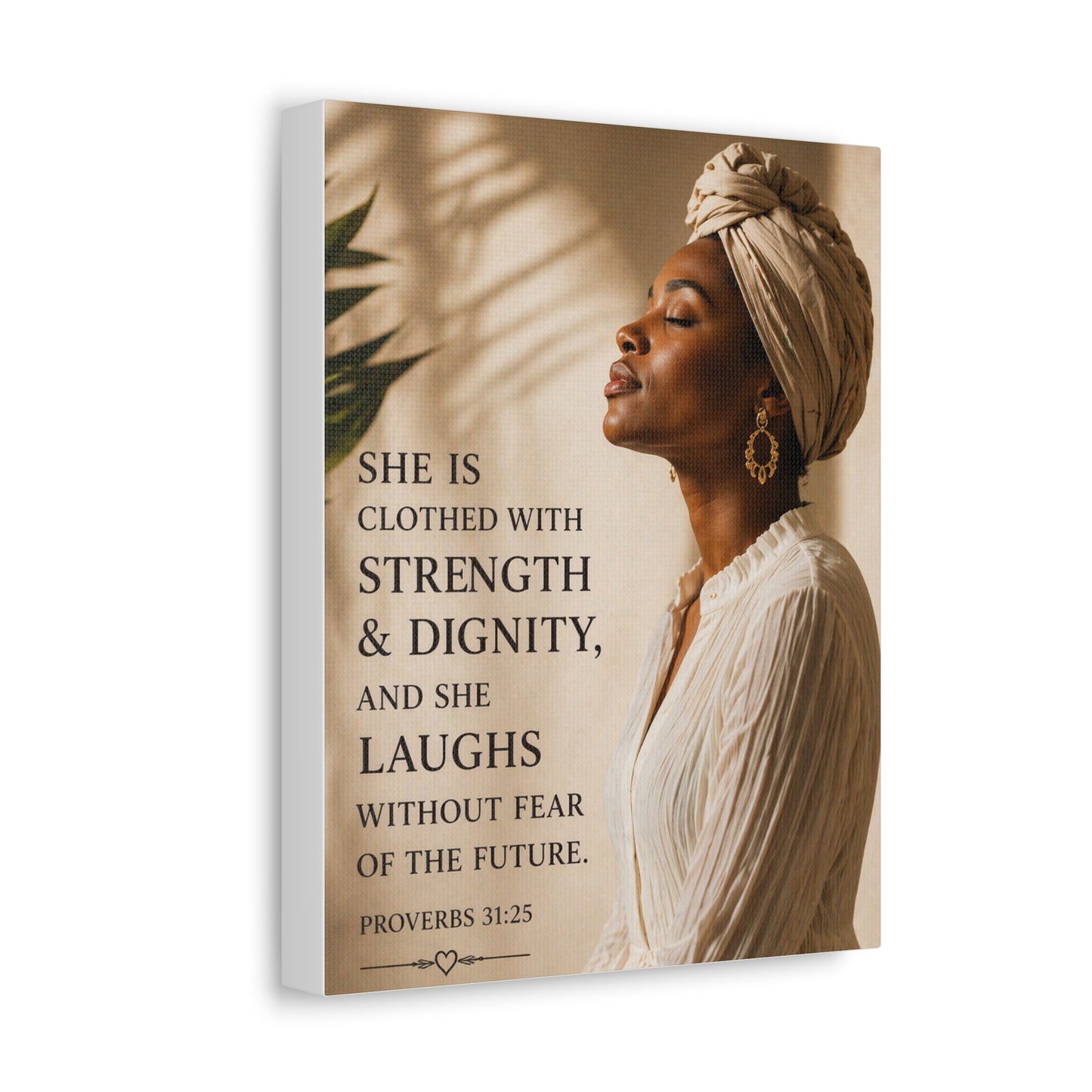 Proverbs 31:25 Stretched Canvas – Strength & Dignity Wall Art