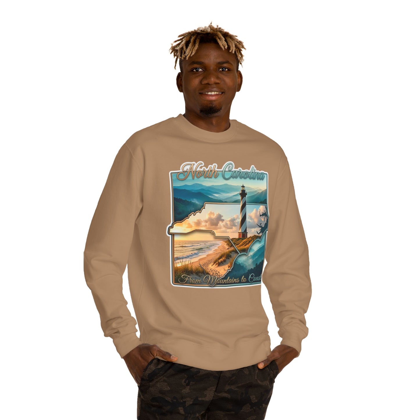 North Carolina Lighthouse Sweatshirt — From Mountains to Coast Scenic Crewneck