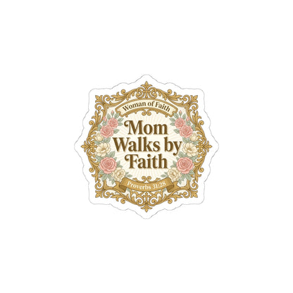 Mom Walks by Faith Sticker | minimalist mom life, cool mom streetwear
