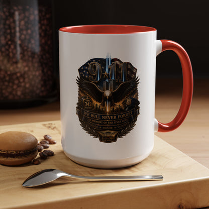 9/11 Tribute Coffee Mug — Never Forget Memorial Eagle Design (11/15oz)