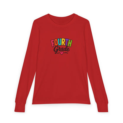 Fourth Grade Long Sleeve Tee — Colorful Kids School Shirt