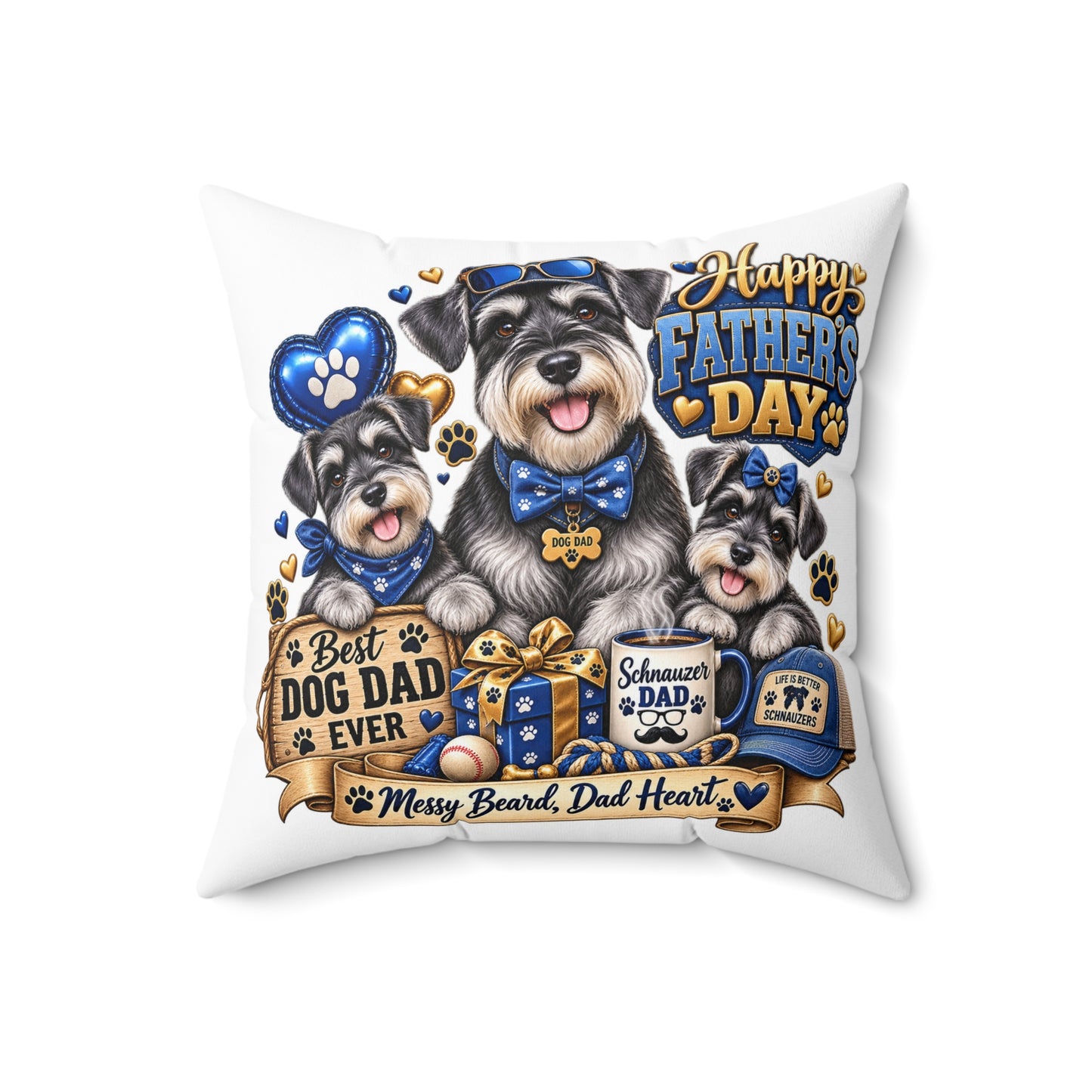 Happy Father’s Day Dog Dad Pillow — Best Dog Dad Ever Schnauzer Gift