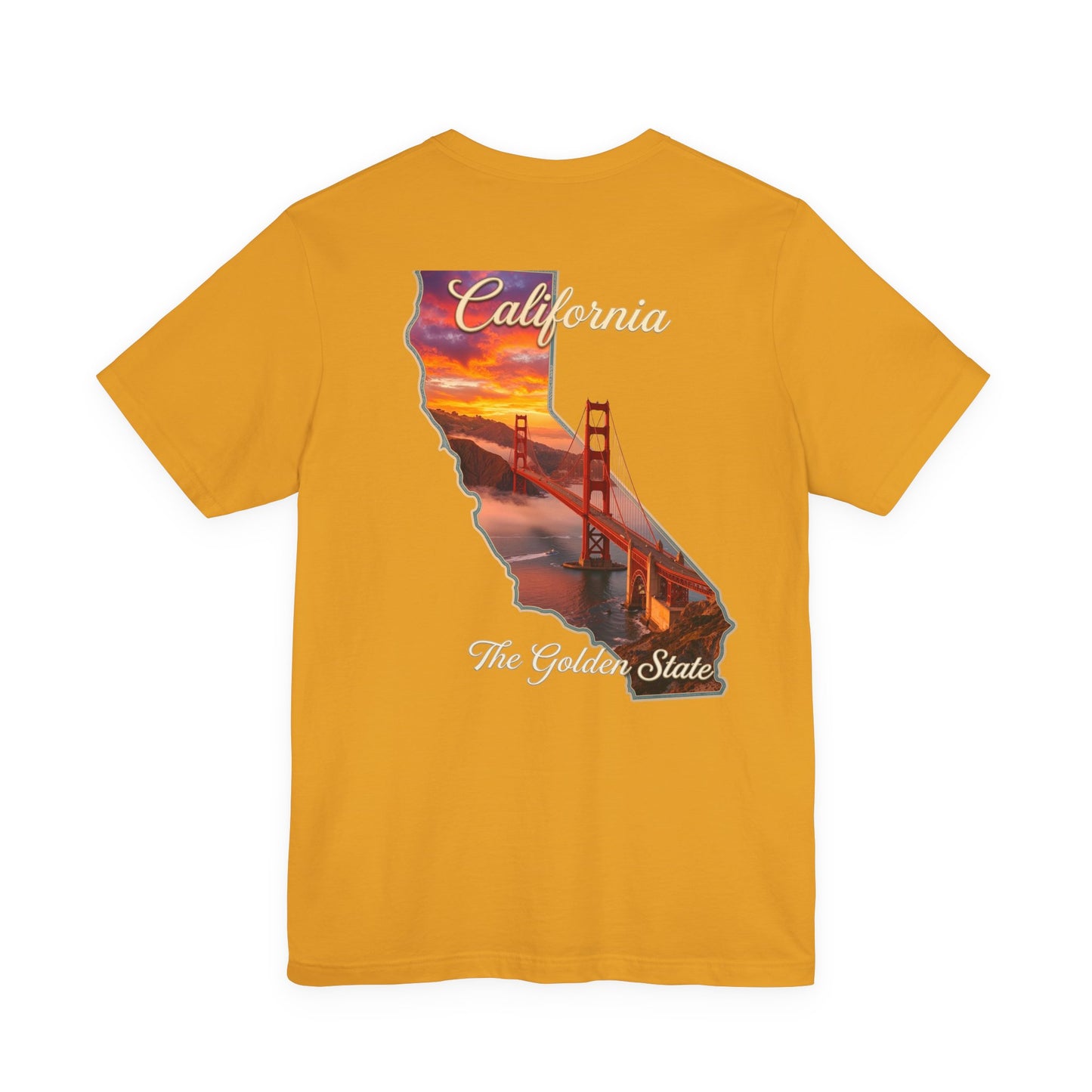 California Golden Gate Tee — "California The Golden State" Sunset Map T-Shirt
