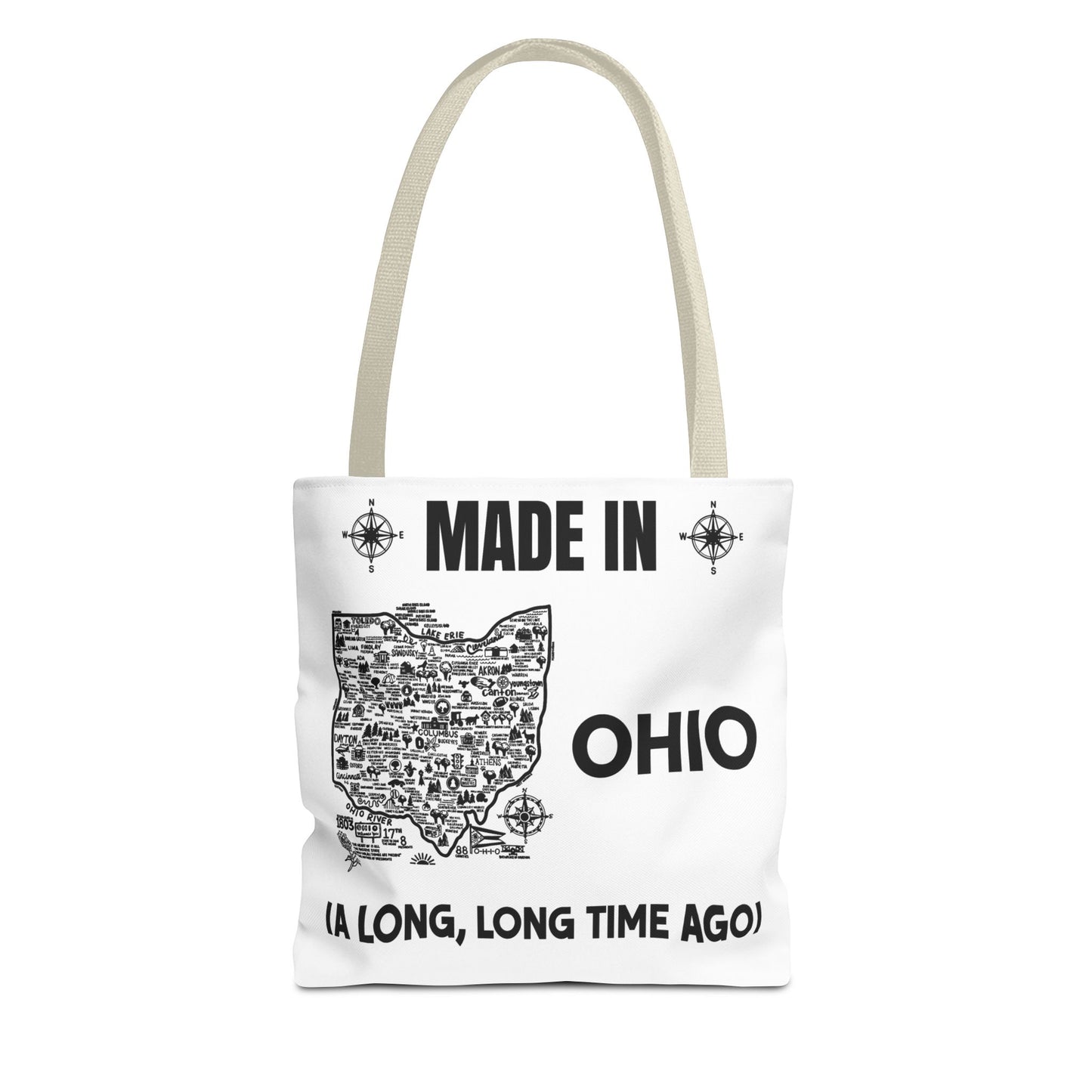 Made in Ohio Tote Bag — Vintage Map Design "A Long, Long Time Ago"