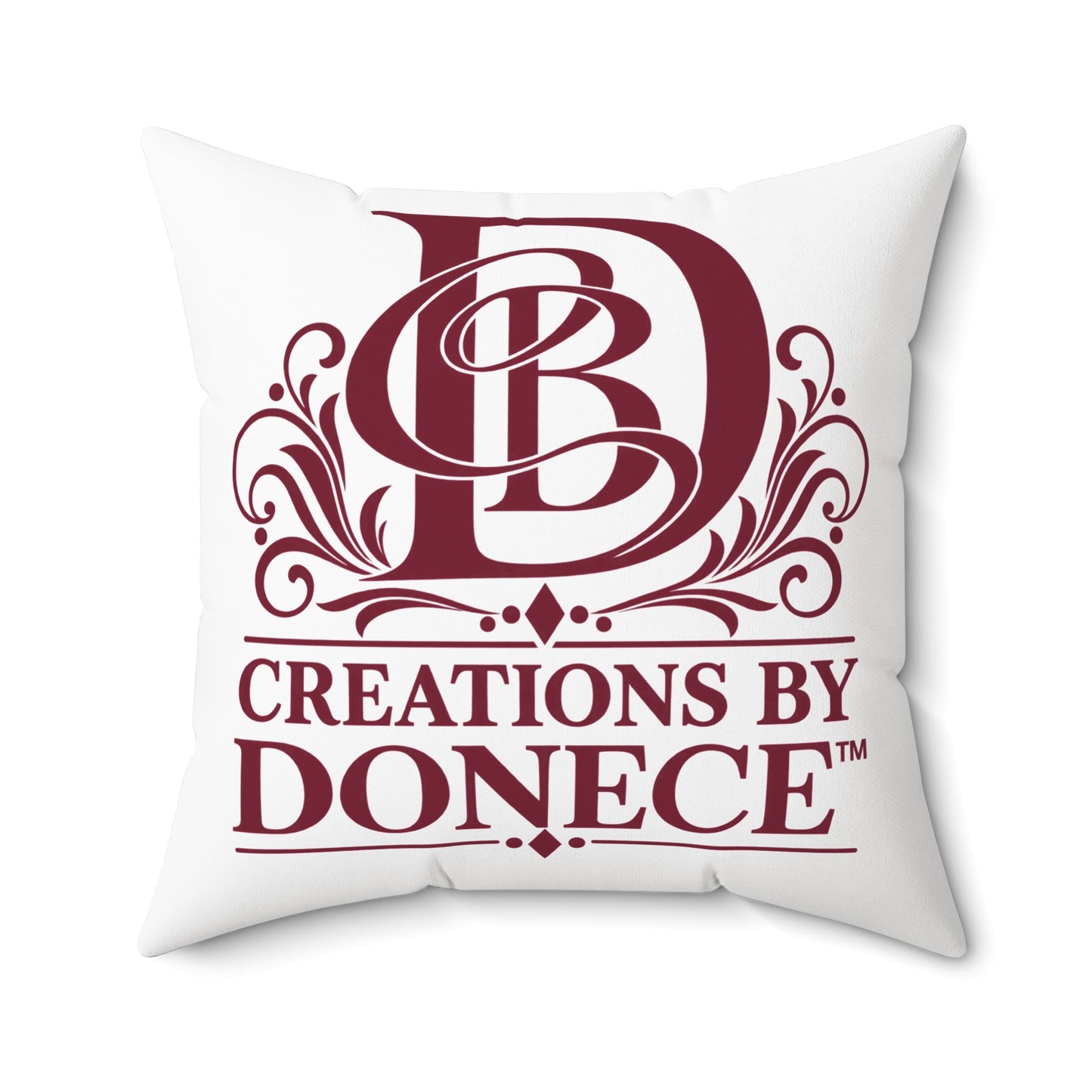 Monogram Logo Decorative Pillow — "Creations by Donece" Square Polyester Throw Pillow